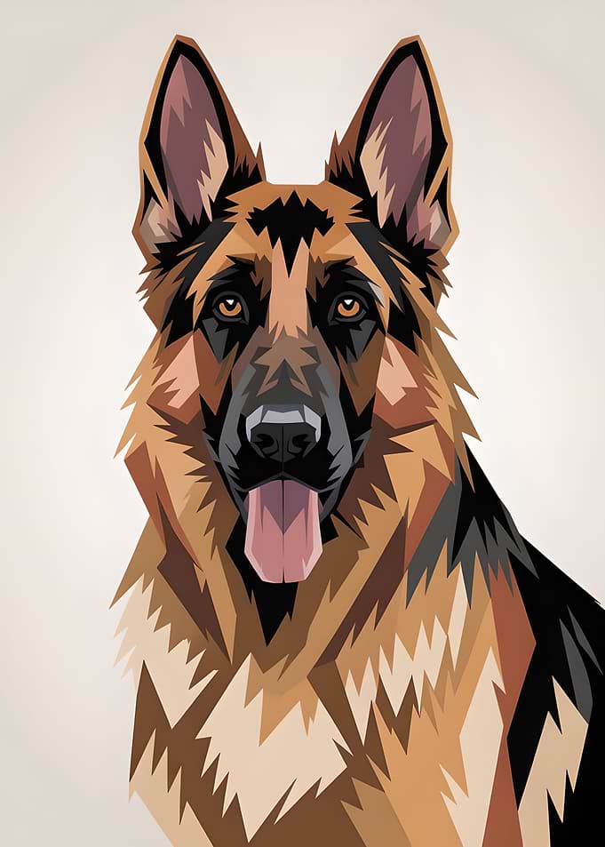 Geometric German Shepherd Portrait