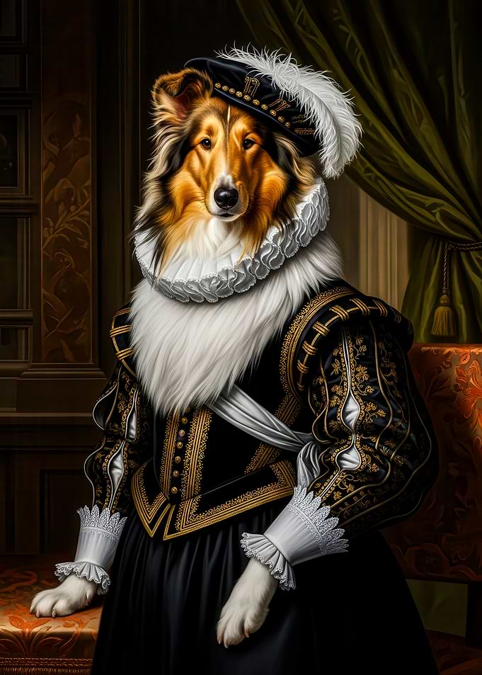 Dog Portrait in Renaissance Attire