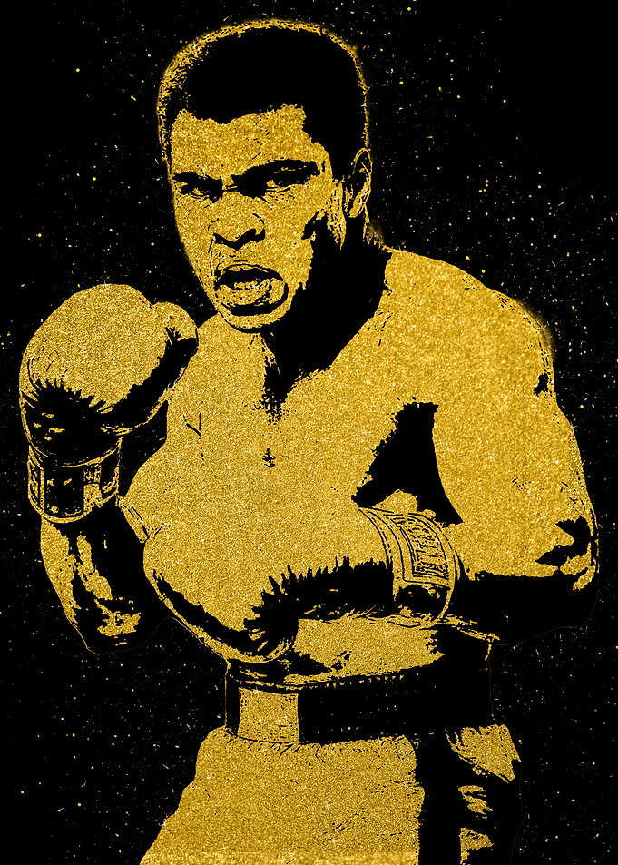 Muhammad Ali Gold and Black Portrait