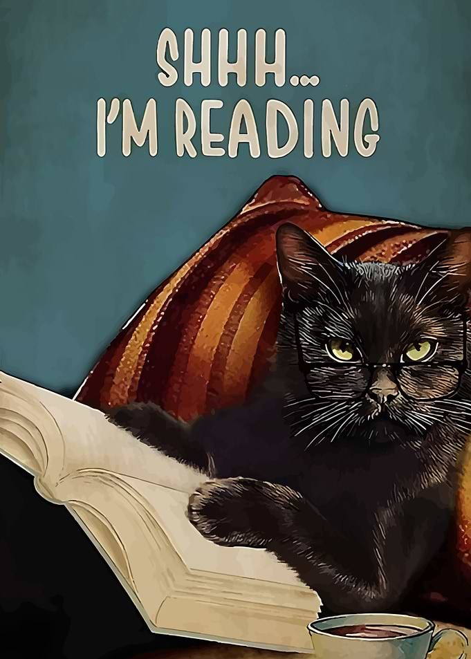 Reading Cat Art
