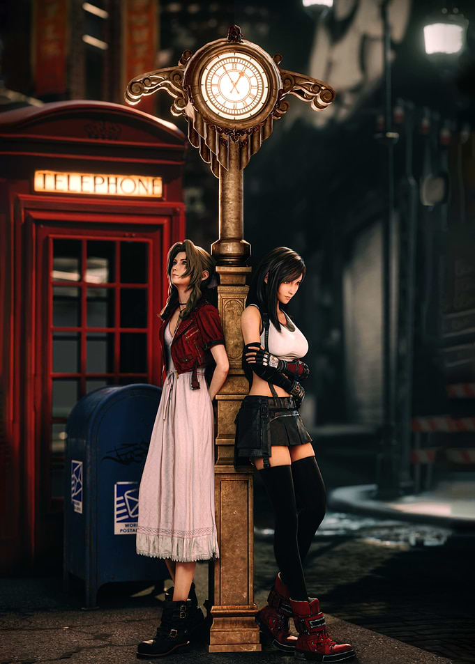 Aerith and Tifa in Urban Setting