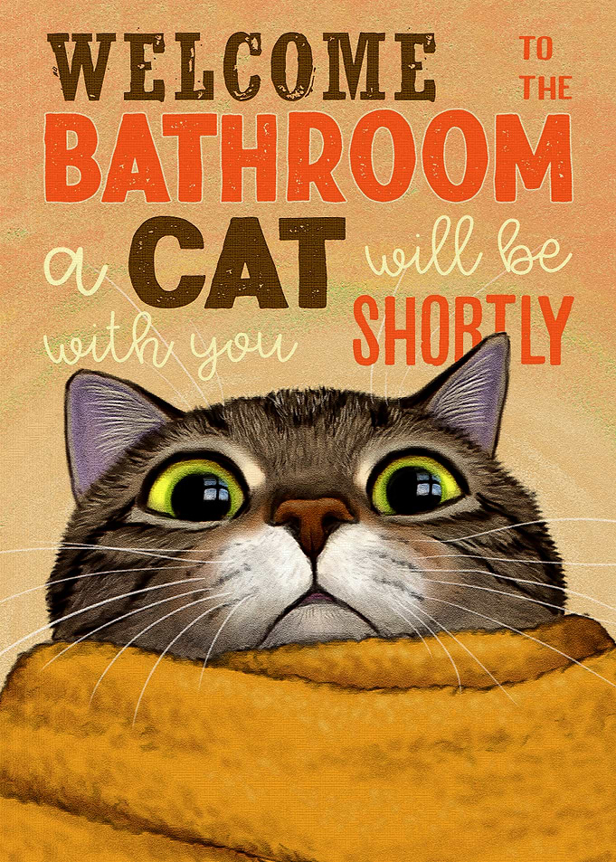 Welcome to the Bathroom Cat Art