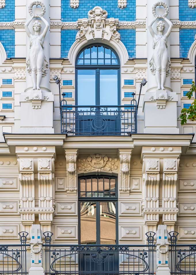 Art Nouveau Building Facade. Strēlnieku street 4A, Riga, Latvia.