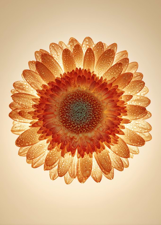 Orange Gerbera Daisy with Water Droplets