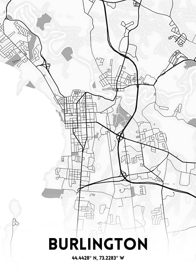Burlington City Map - Minimalist Design
