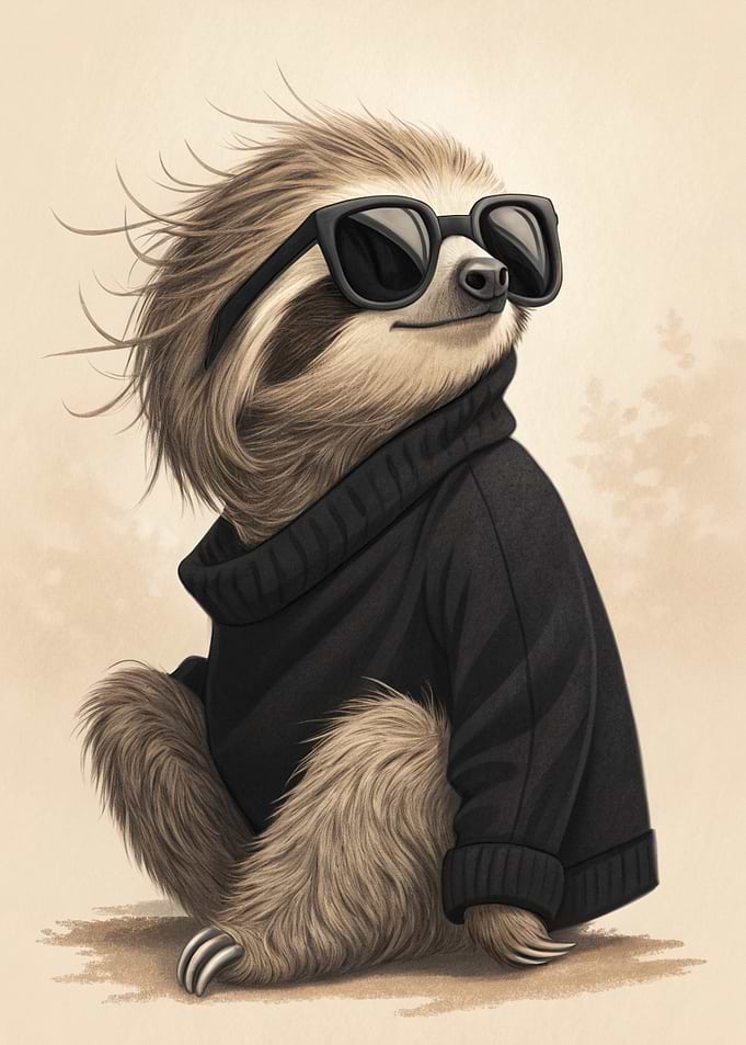 Cool Sloth in Hoodie and Shades