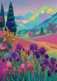 Colorful Iris Landscape Painting
