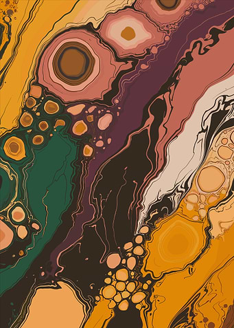 Abstract Earthy Tones Paint Pour Swirls