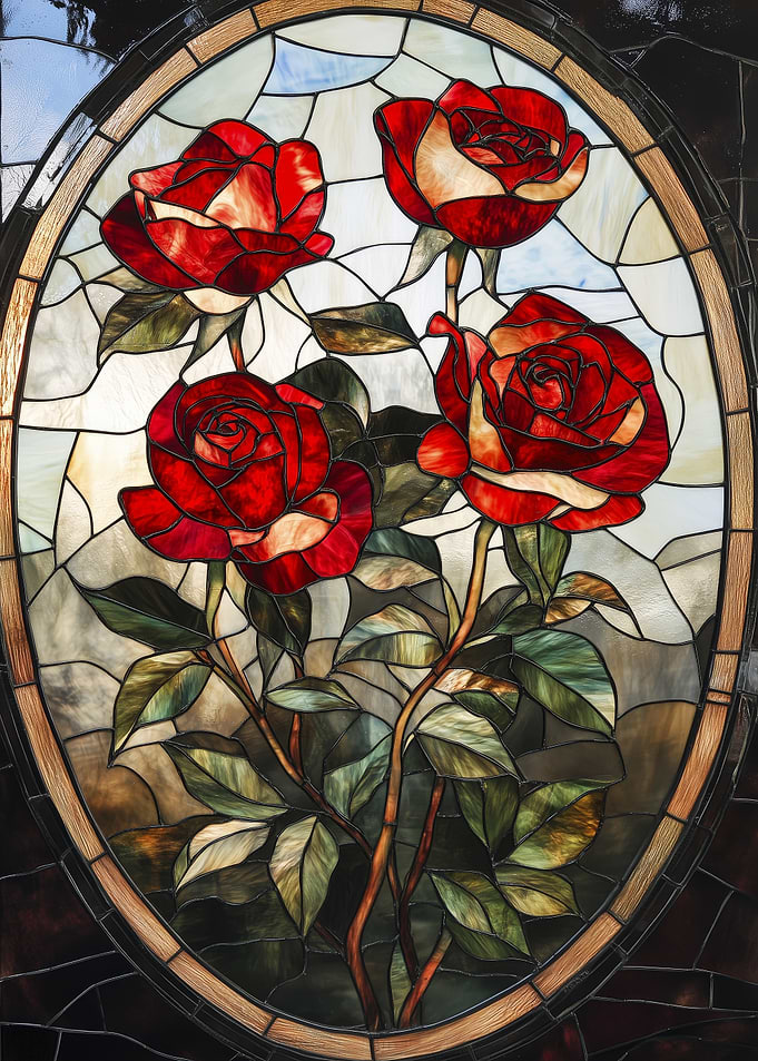 Stained Glass Red Roses