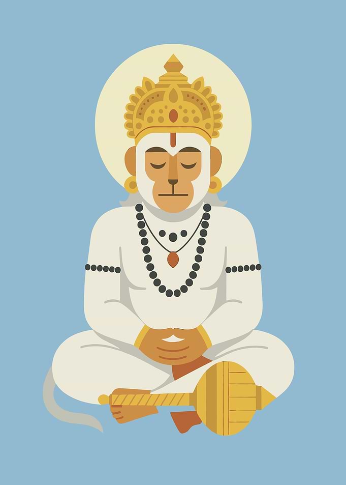 Hanuman meditating illustration