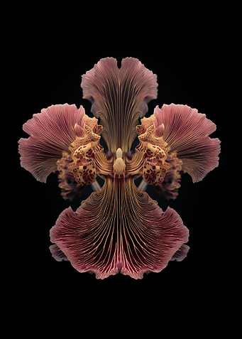 Abstract Floral Symmetry on Black