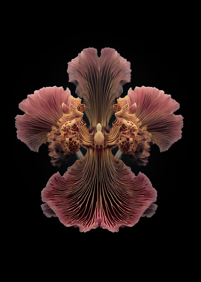Abstract Floral Symmetry on Black