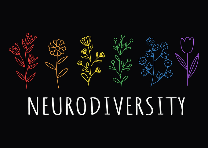 Neurodiversity Flowers on Black Background