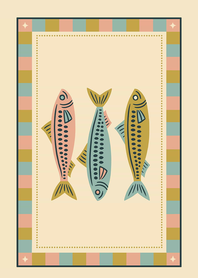 Three Stylized Fish Illustration