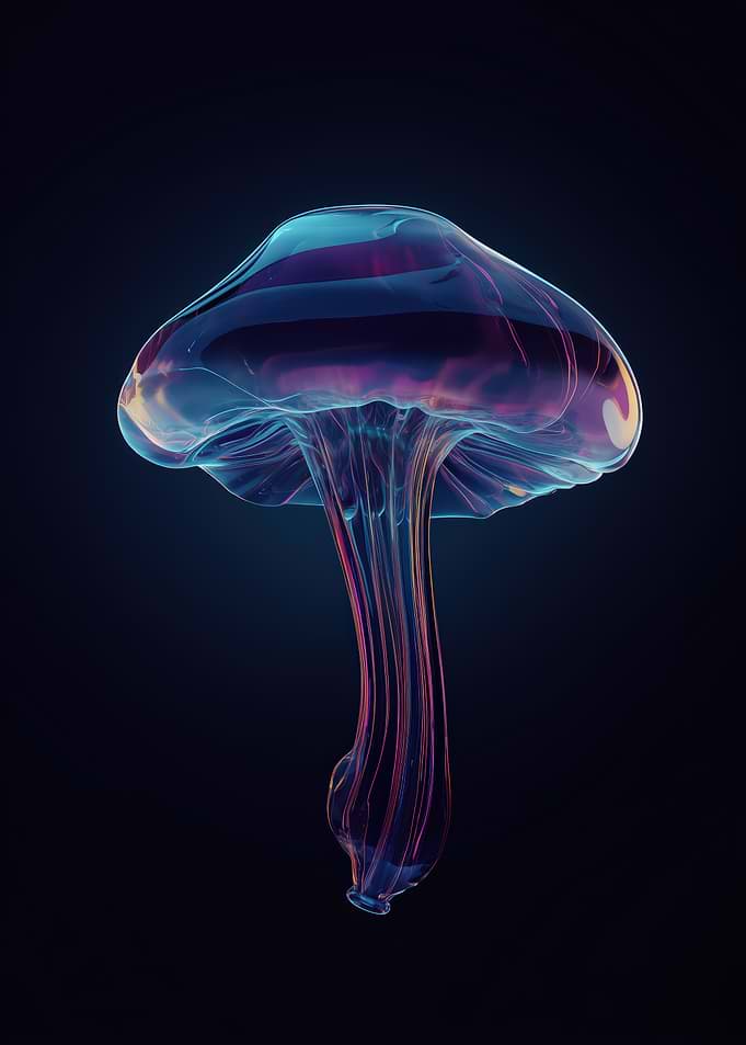 Glowing Mushroom on Dark Background