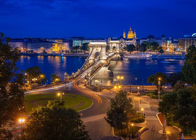Budapest Chain Bridge at Night