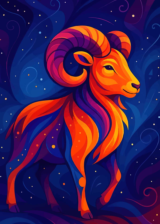 Colorful Aries Zodiac Sign