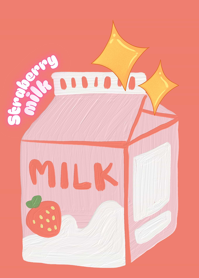 Strawberry Milk Carton Illustration