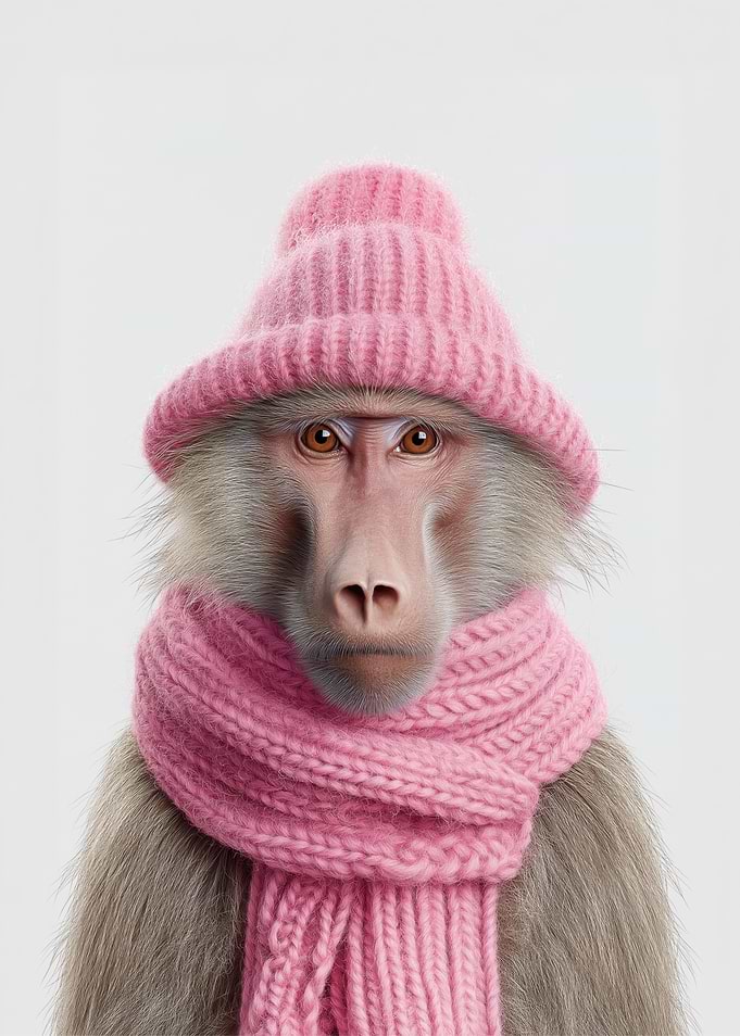 Cozy Baboon in Pink Knitwear