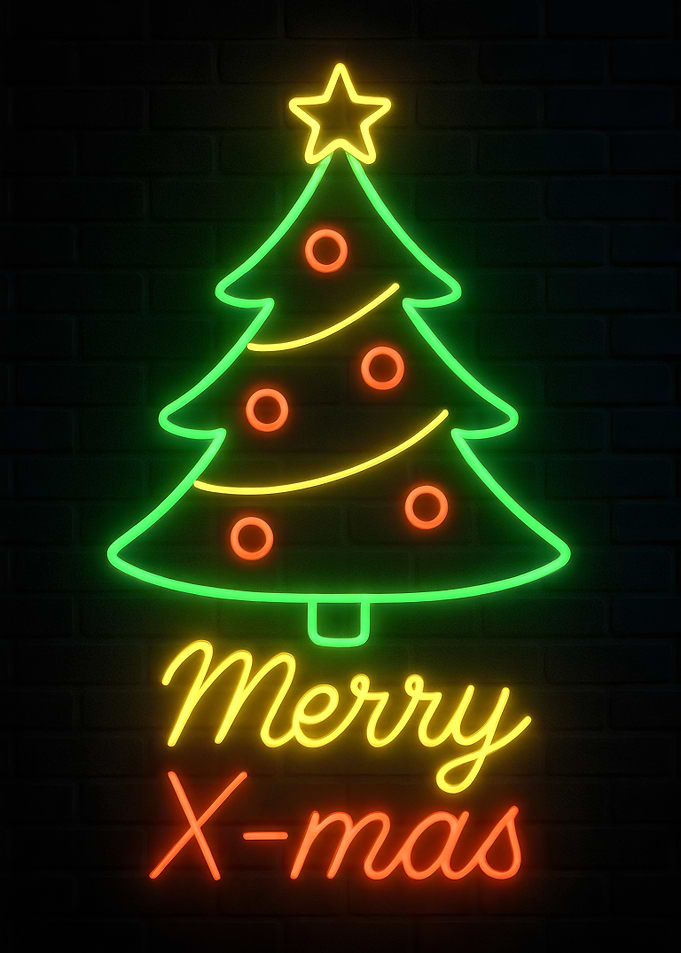 Neon Merry X-mas Christmas Tree