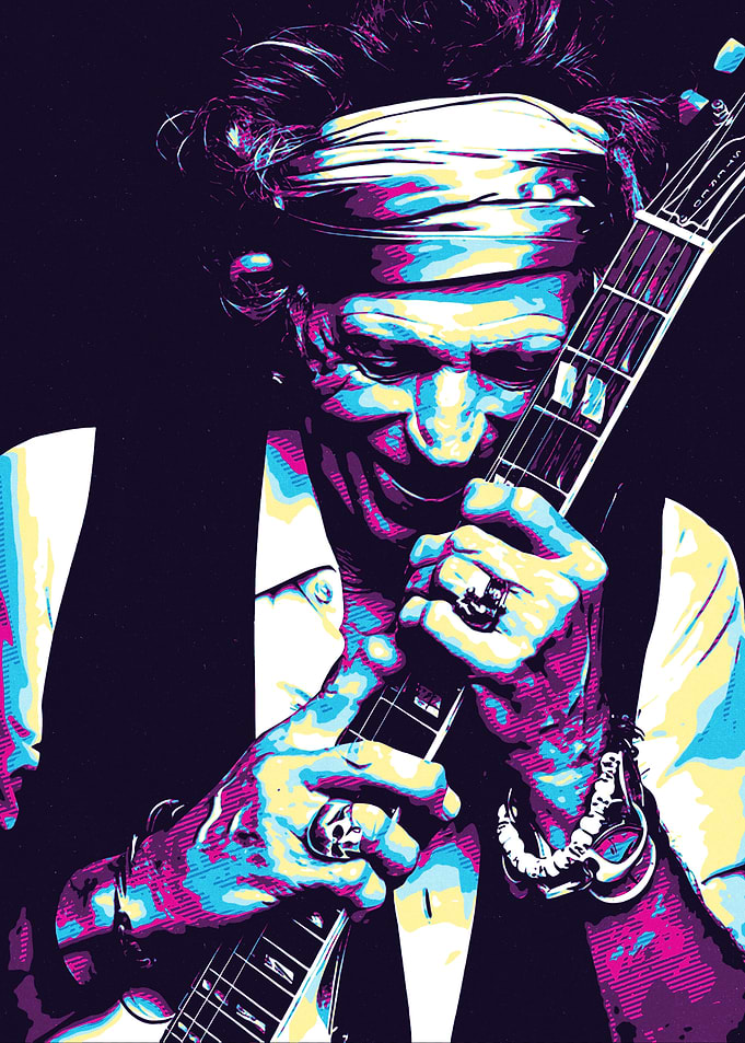 Keith Richards Playing Guitar Pop Art