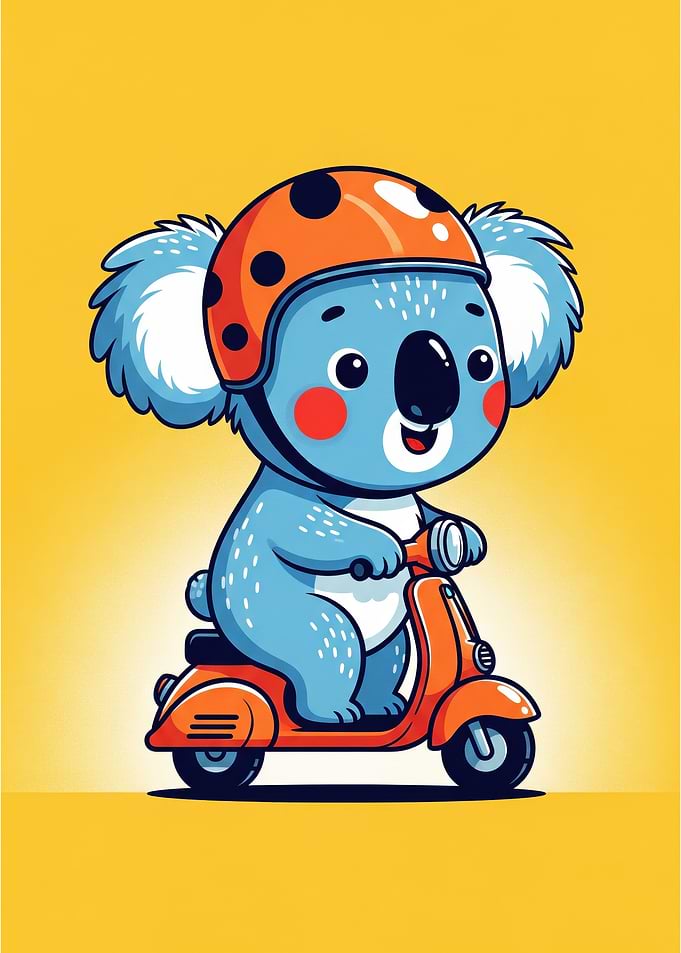 Playful Koala on Scooter