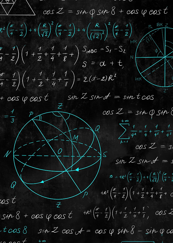 Mathematical Formulas and Diagrams on Blackboard