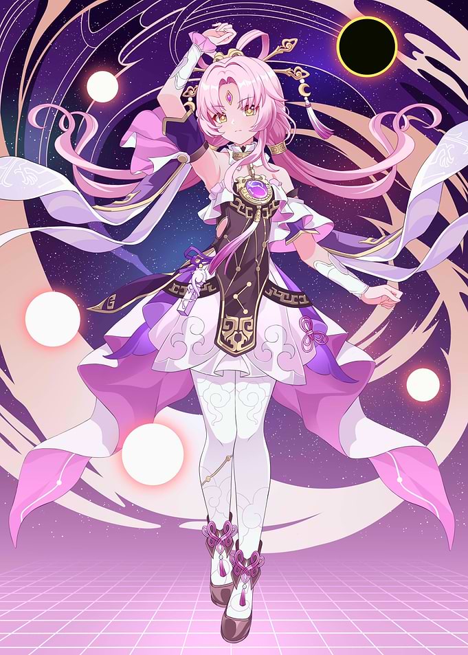 Girl with Pink Hair and Dress