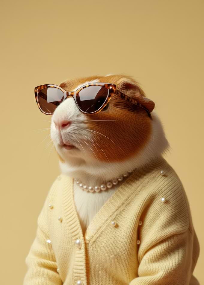 Guinea Pig in Sunglasses and Cardigan