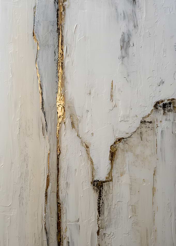 Abstract White and Gold Textured Painting