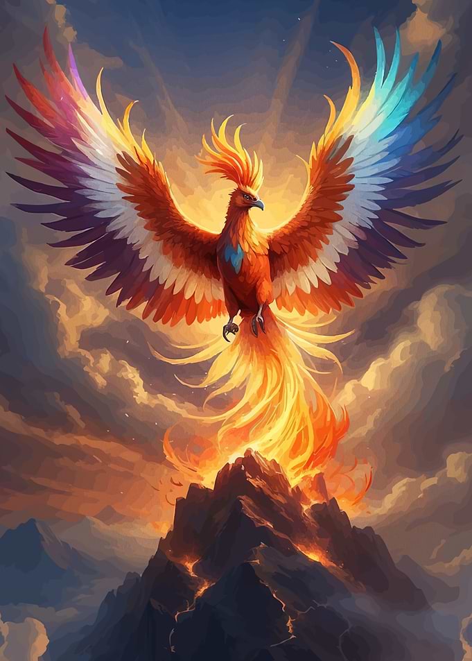 Majestic Phoenix Fiery Mountain