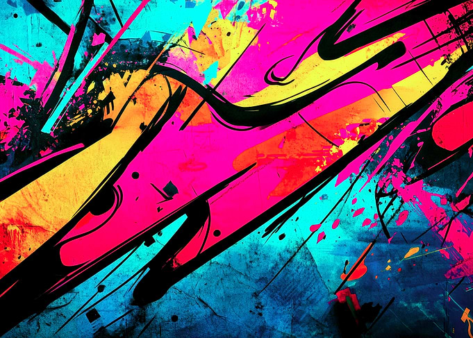 Abstract Neon Graffiti Art