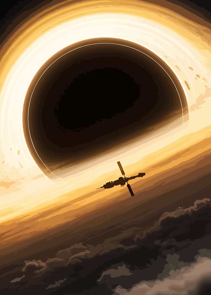 Black Hole and Spaceship Illustration