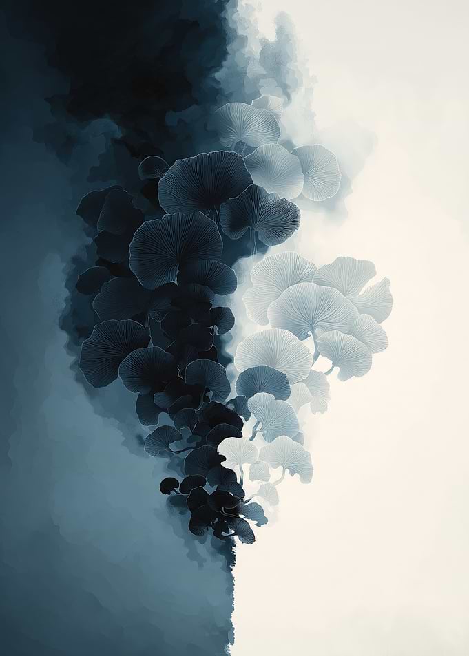 Abstract Blue Mushroom Cloud