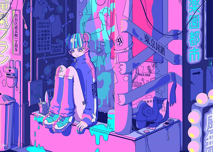 Cyberpunk Girl in Tokyo Alley