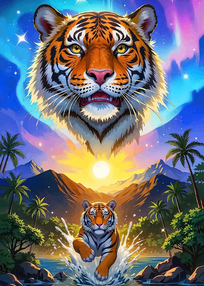 Tiger Landscape Celestial Tiger Head