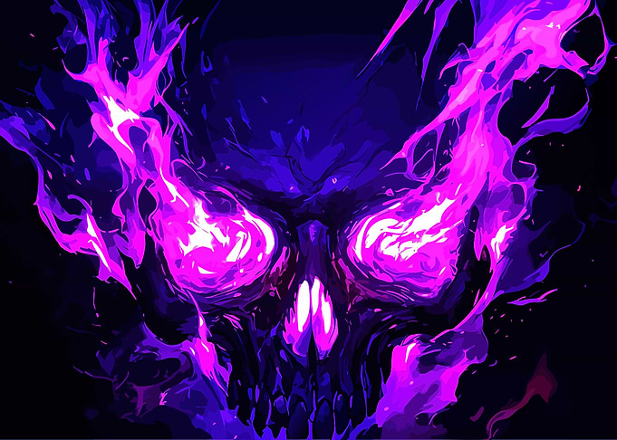 Flaming Skull Digital Art