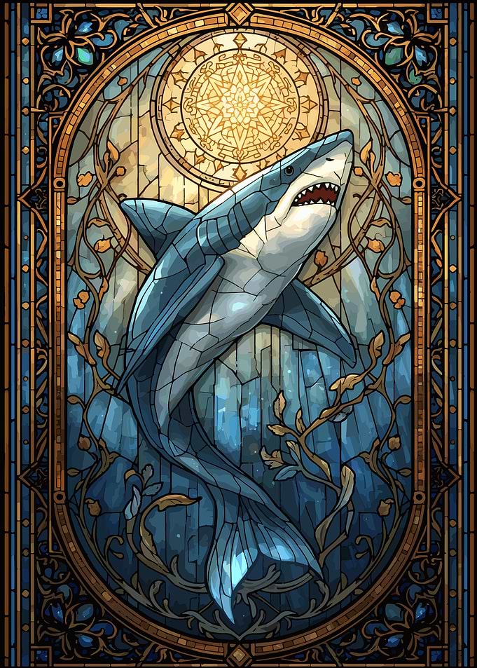 Shark Stained Glass