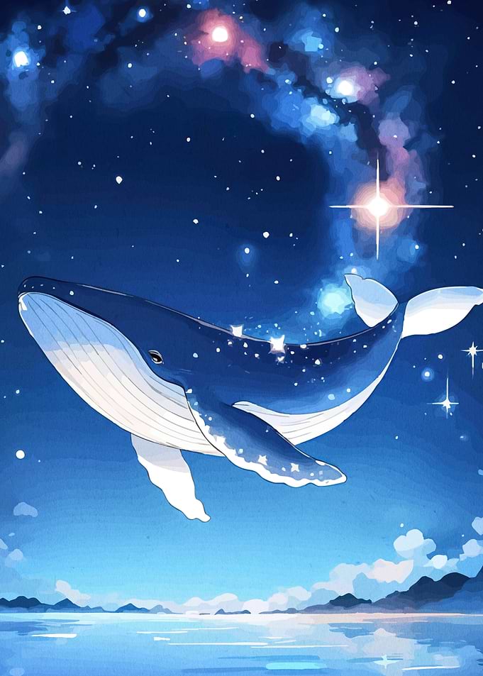 Whale Starry Night Sky