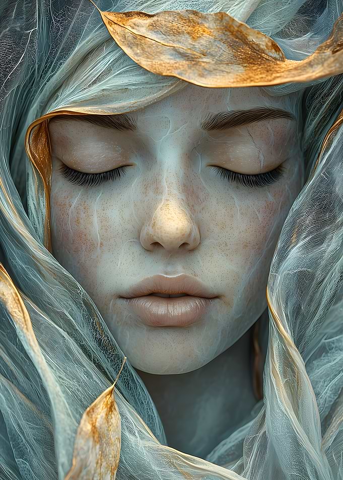 Dreamy Woman with Leaves