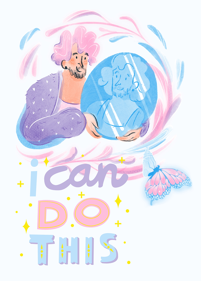 Transgender affirmation art with mirror image