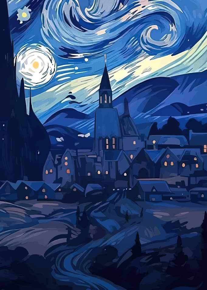 Starry Night Inspired Village