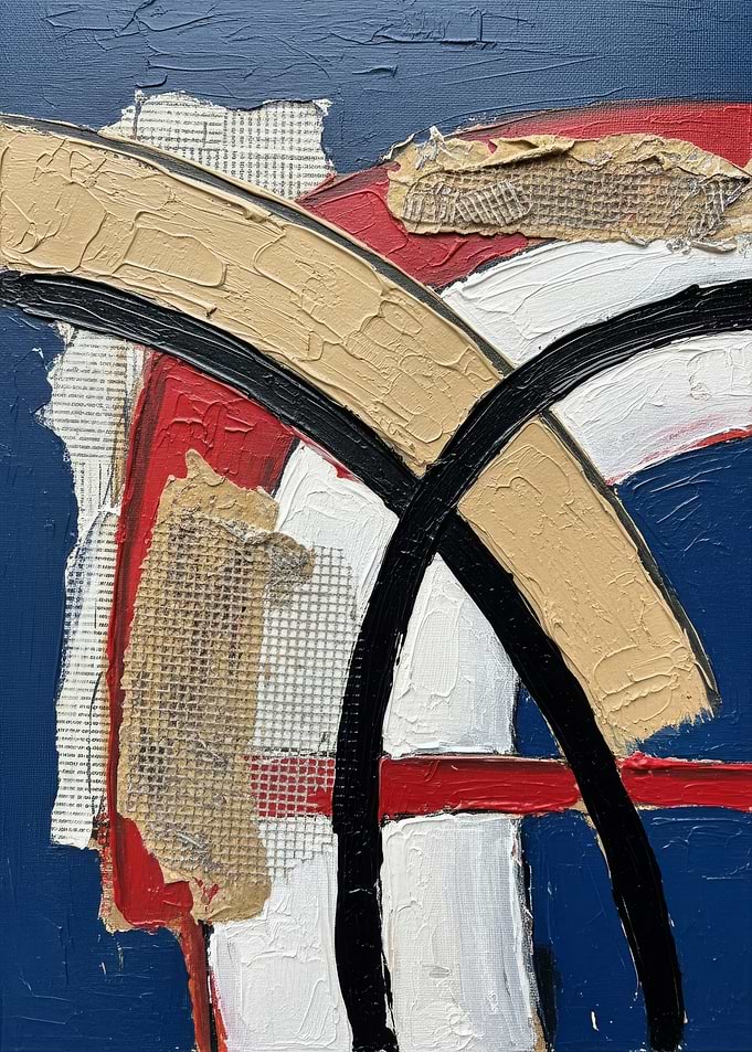 Abstract Painting with Arcs and Textures
