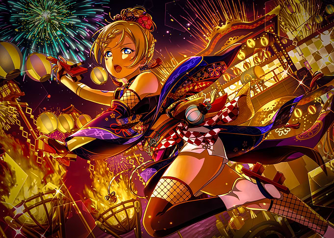 Girl in Kimono with Fireworks