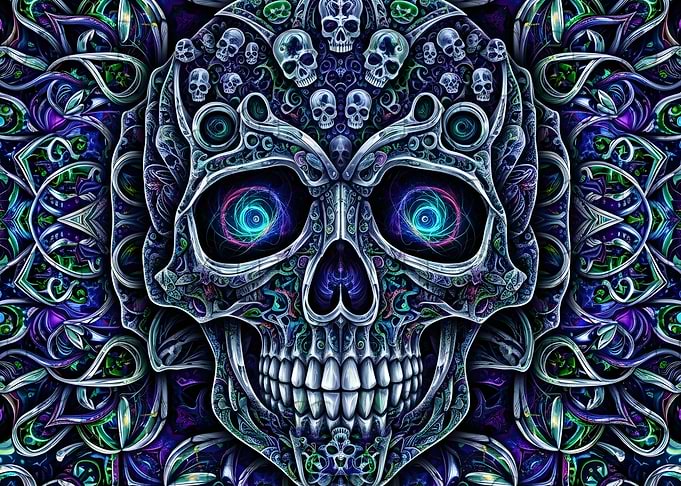 Ornate Skull with Glowing Eyes