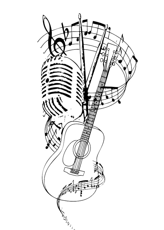 Music Instruments and Notes Illustration