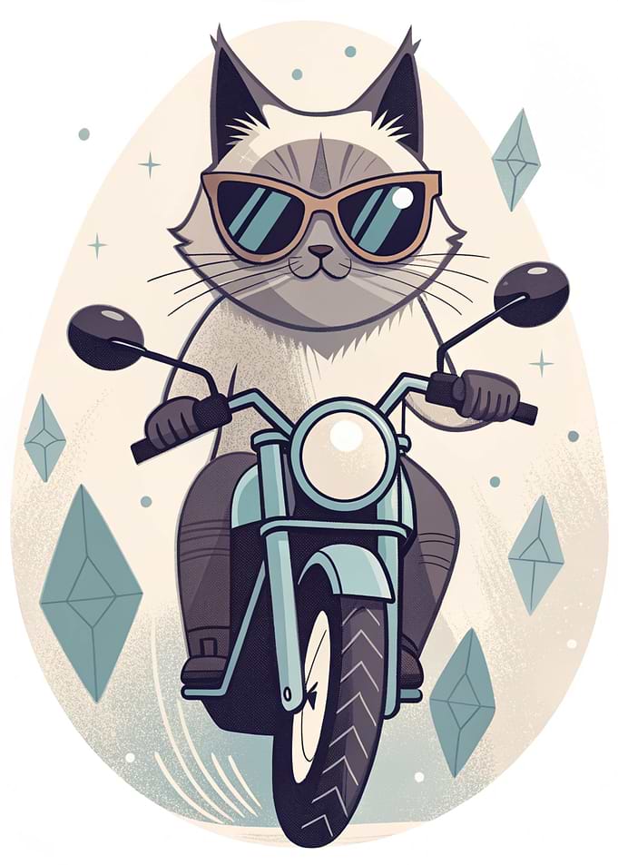 Cool Cat on Motorcycle
