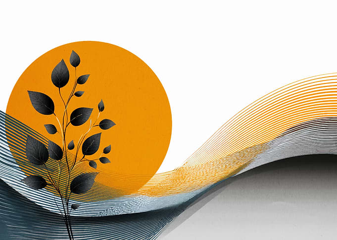 Abstract Plant and Sunset Illustration