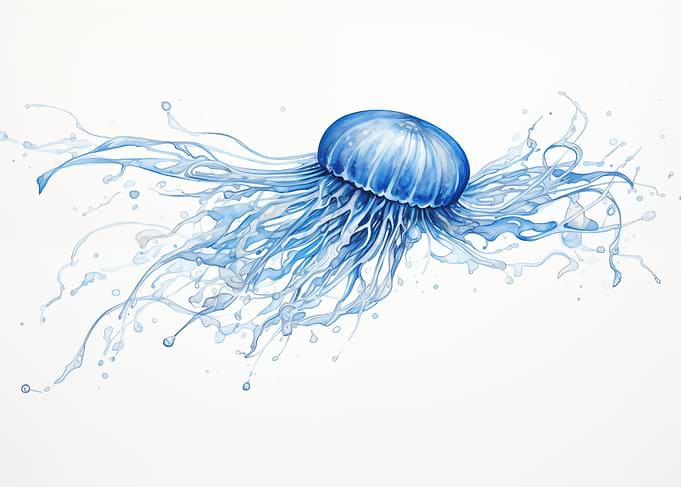 Blue Jellyfish Watercolor