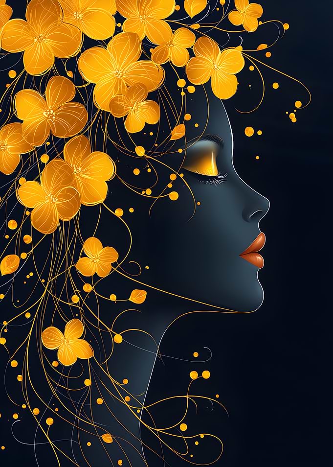 Floral Woman Profile Art